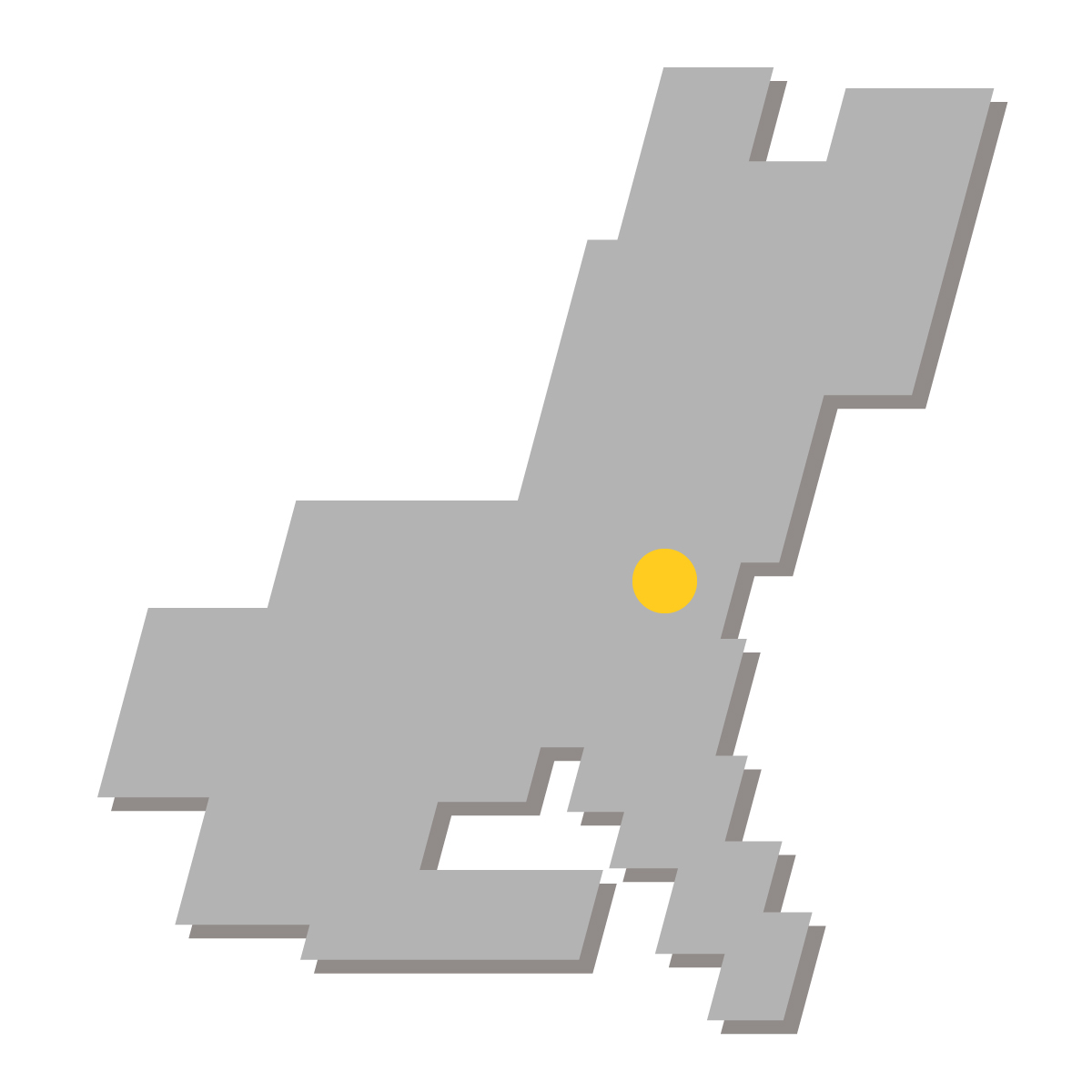茨城県の無料フリーイラスト｜簡易・県庁あり・四角斜め(グレー)