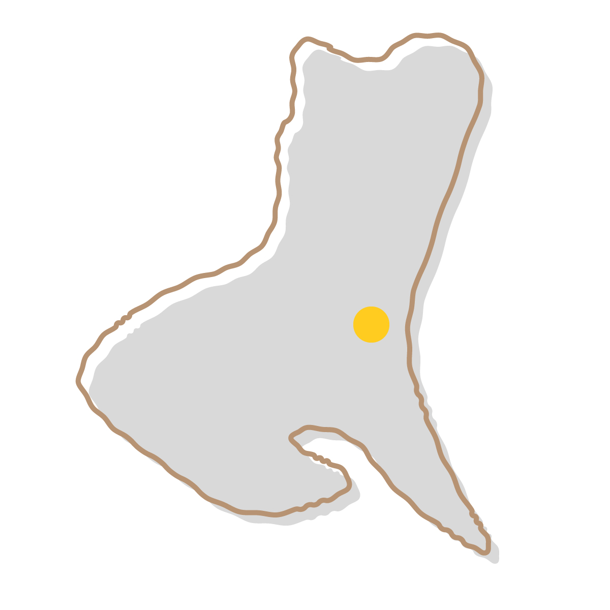 茨城県の無料フリーイラスト|簡易・県庁あり・イラスト風(グレー)
