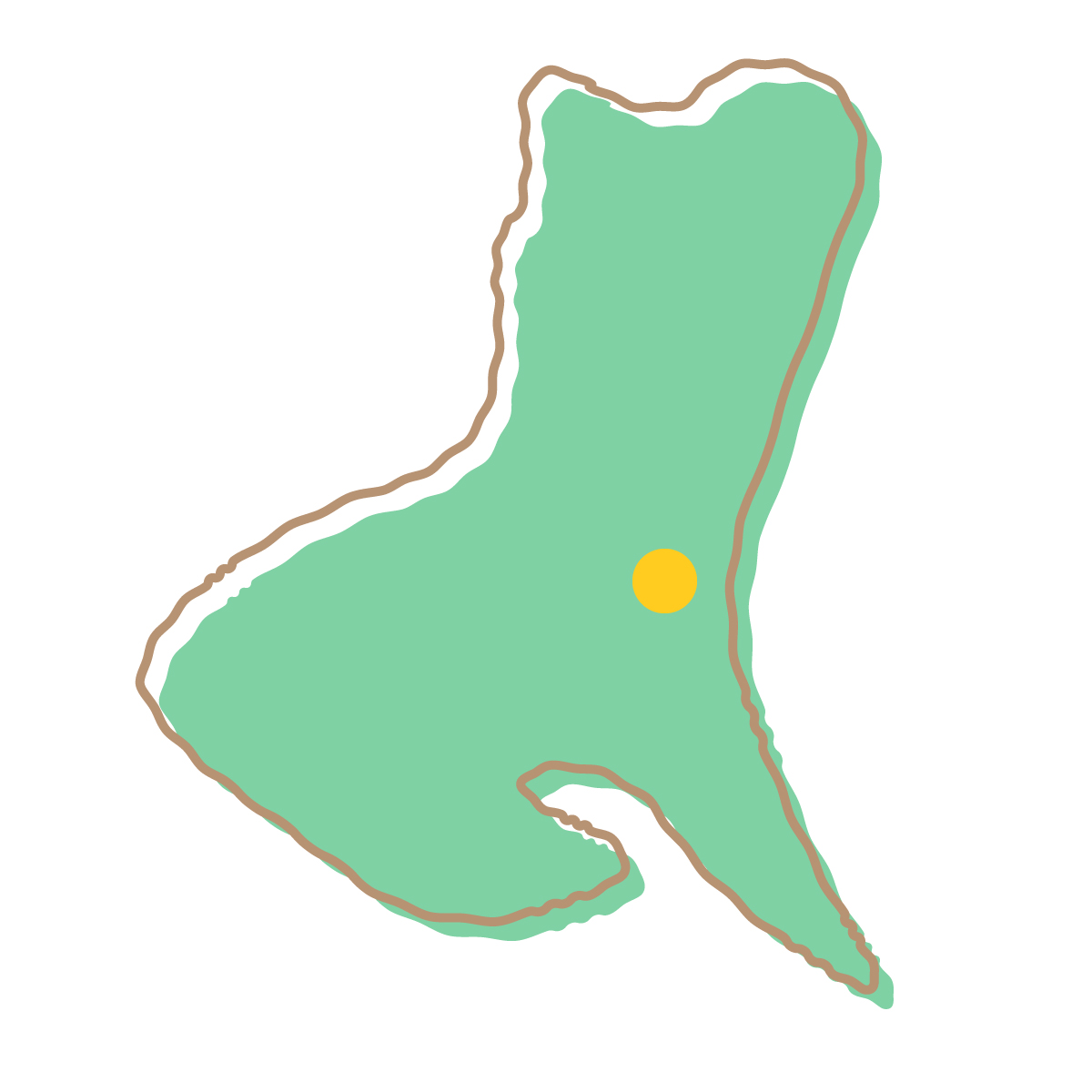茨城県の無料フリーイラスト｜簡易・県庁あり・イラスト風(緑)
