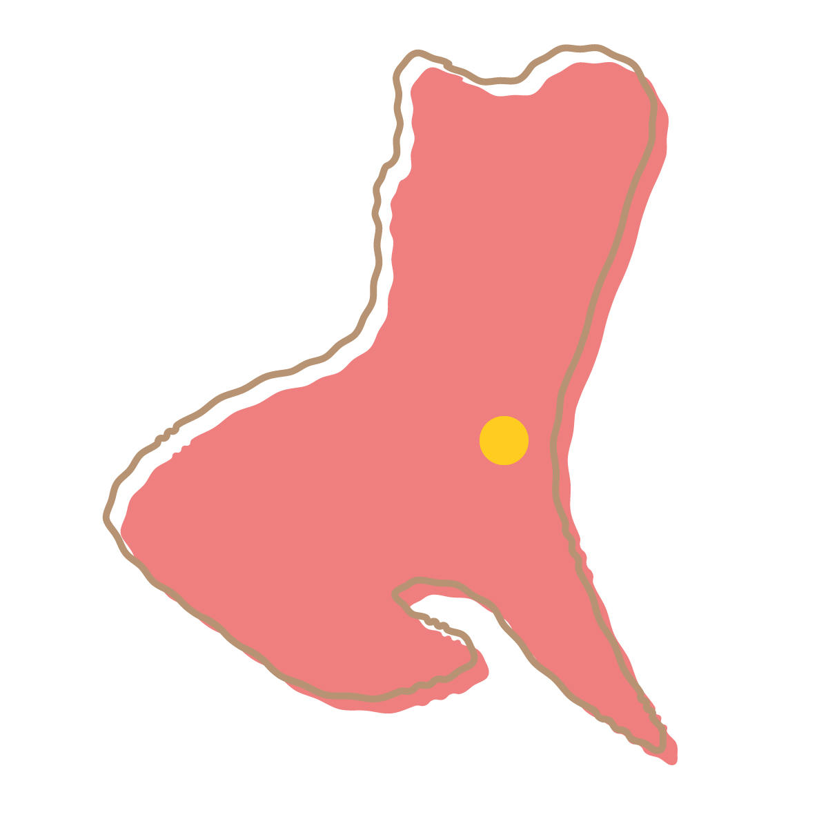 茨城県の無料フリーイラスト｜簡易・県庁あり・イラスト風(赤)