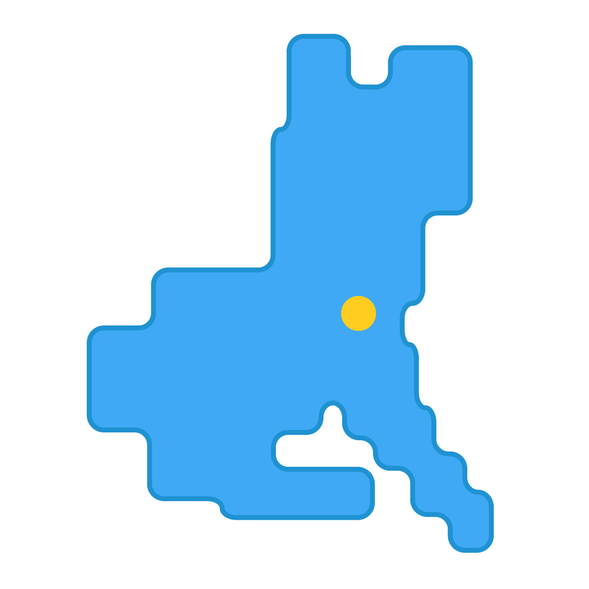 茨城県の無料フリーイラスト|簡易・県庁あり・角丸(青)