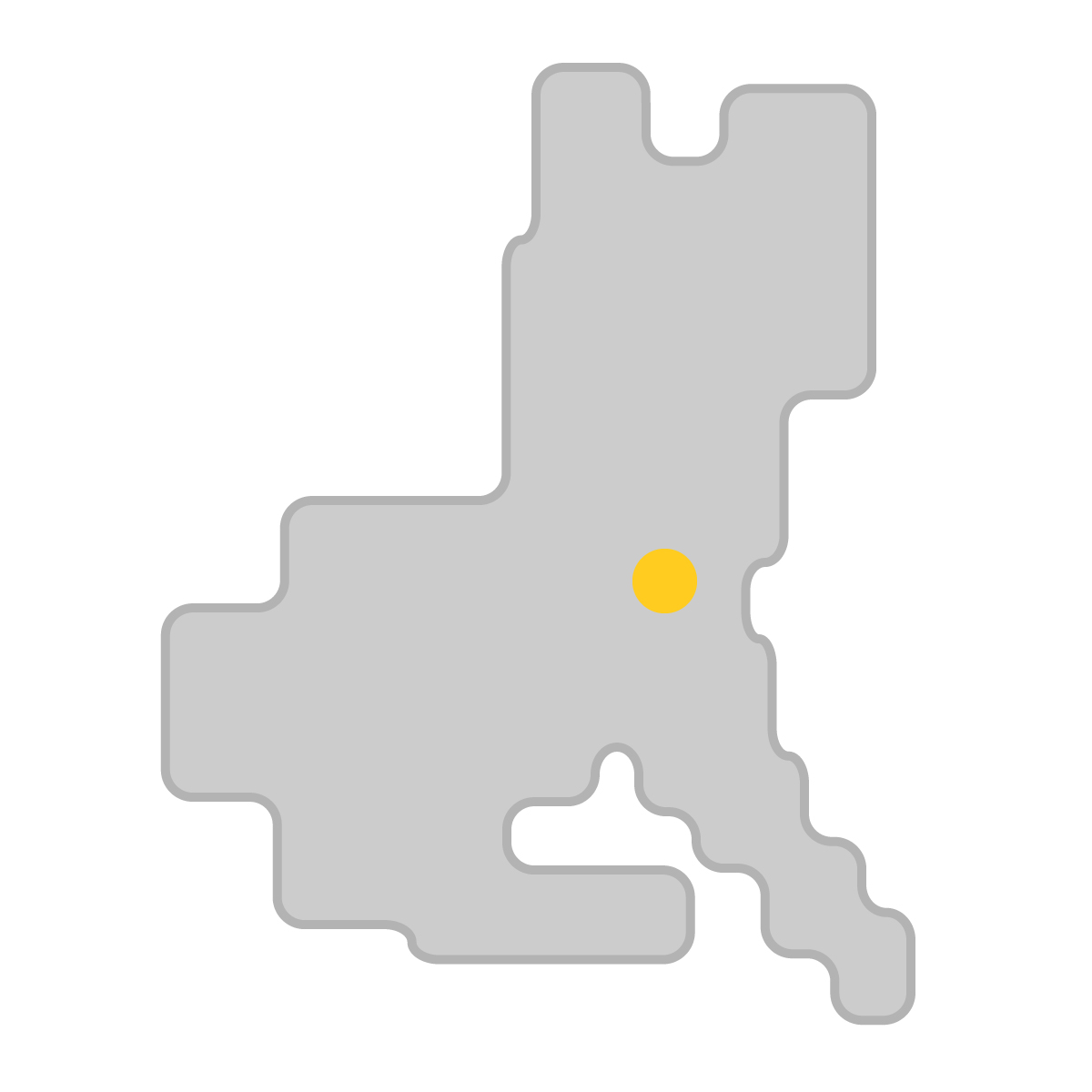 茨城県の無料フリーイラスト｜簡易・県庁あり・角丸(グレー)