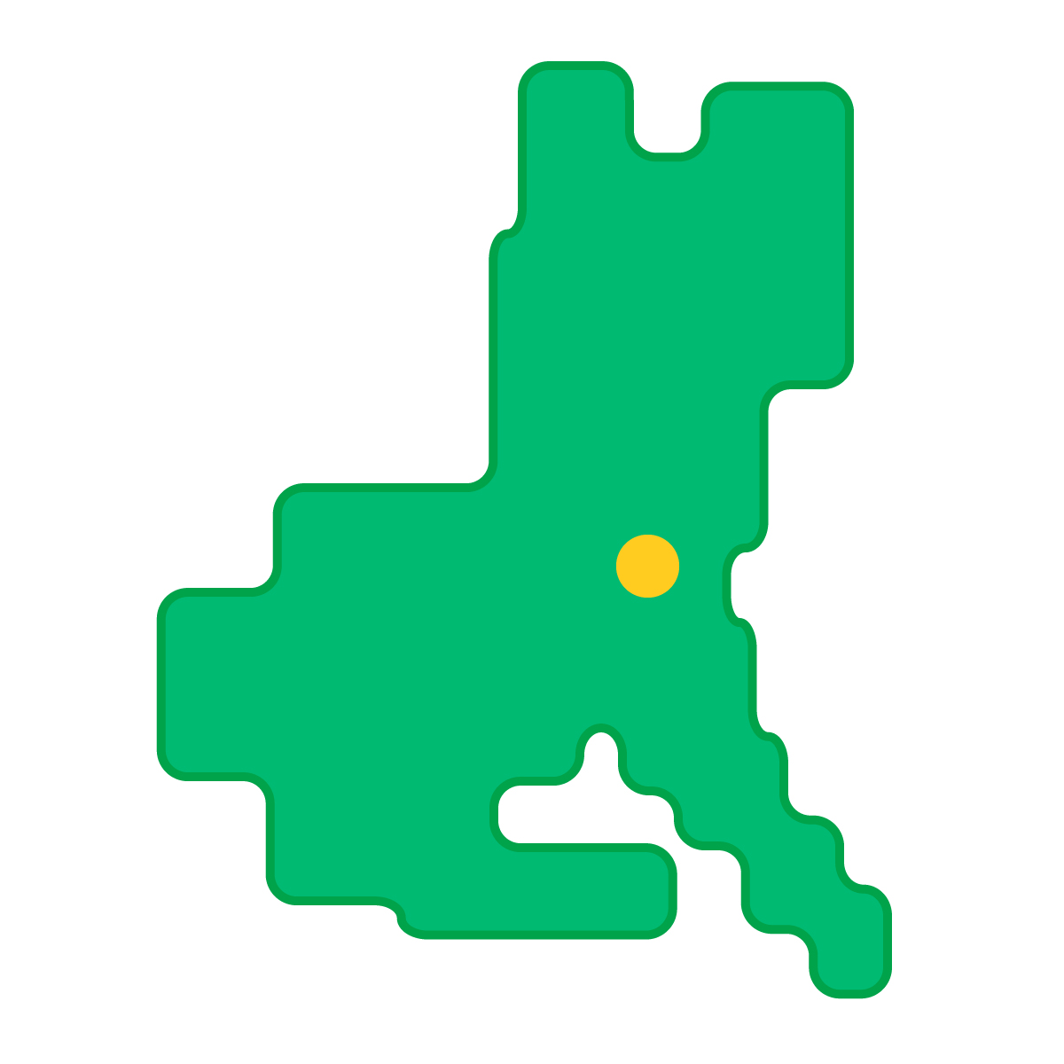 茨城県の無料フリーイラスト｜簡易・県庁あり・角丸(緑)