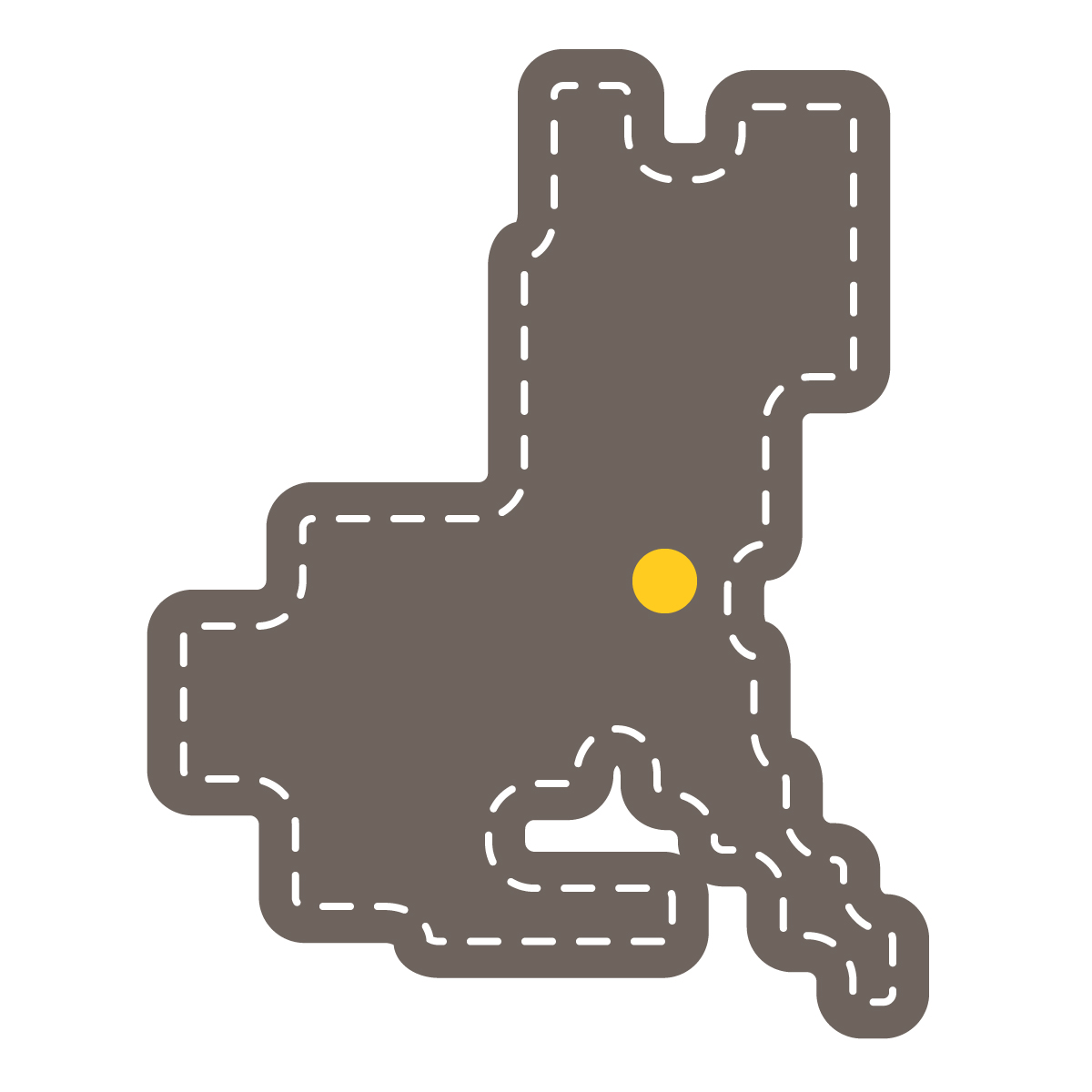 茨城県の無料フリーイラスト｜簡易・県庁あり・角丸ステッチ(黒)