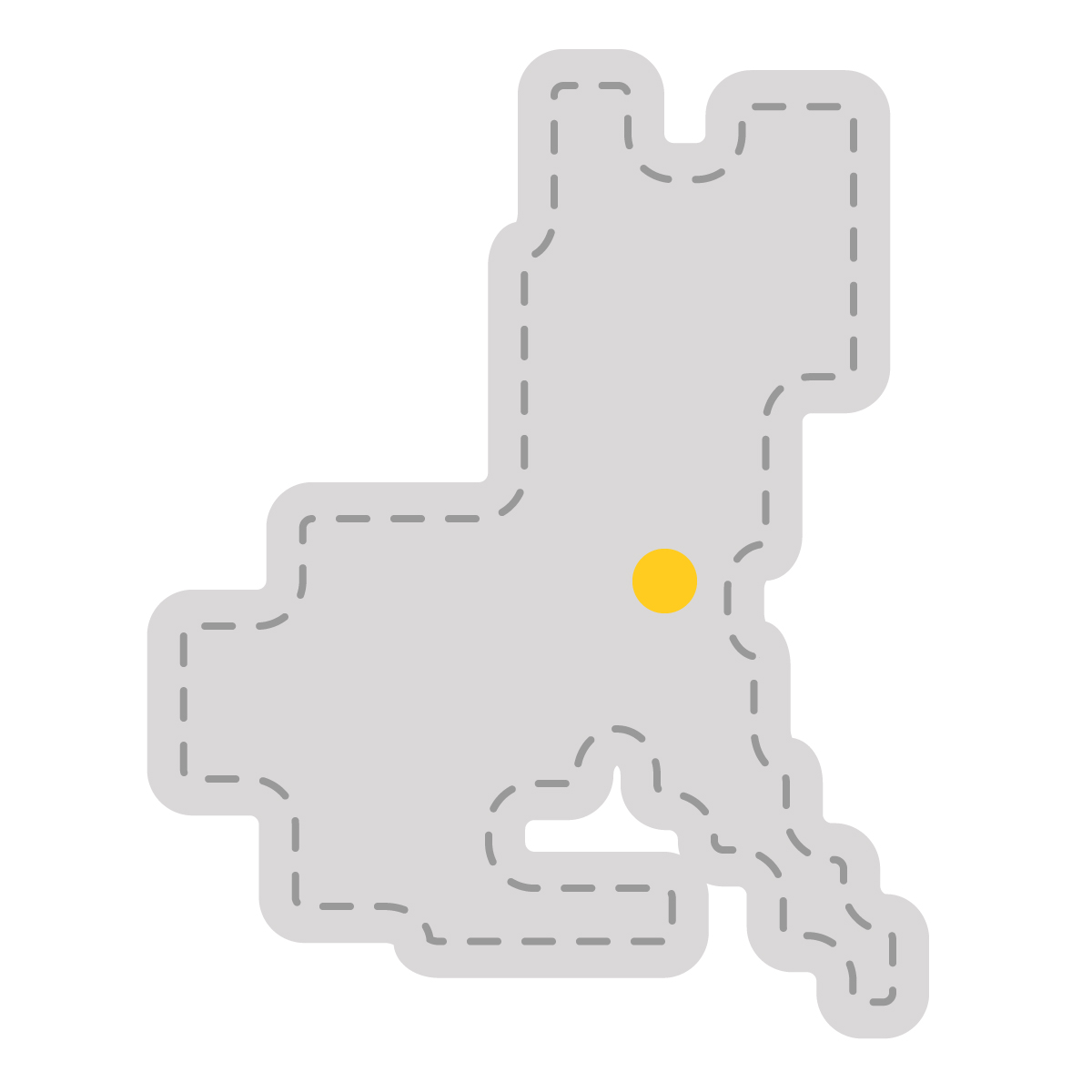 茨城県の無料フリーイラスト｜簡易・県庁あり・角丸ステッチ(グレー)