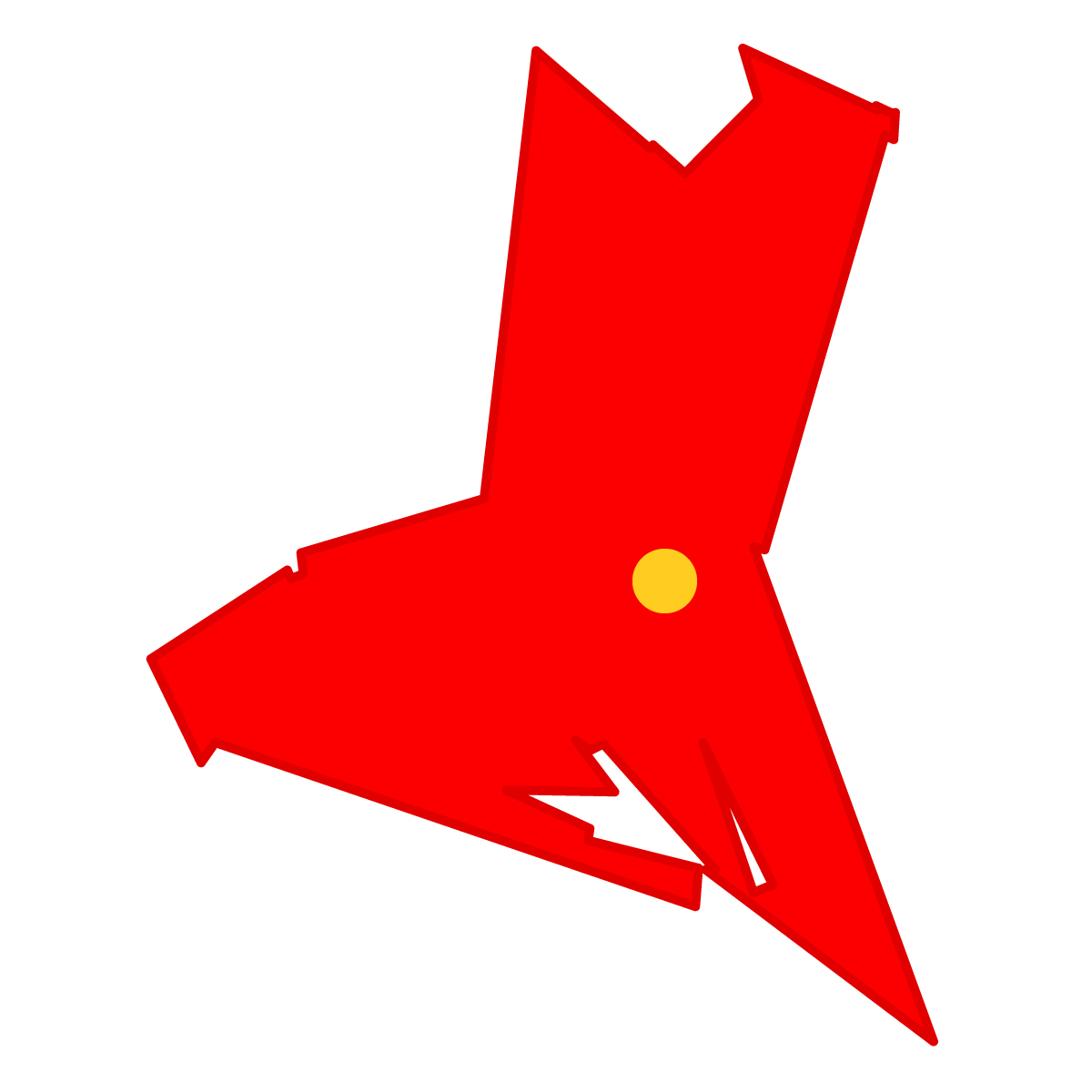 茨城県の無料フリーイラスト｜簡易・県庁あり・単純化(赤)