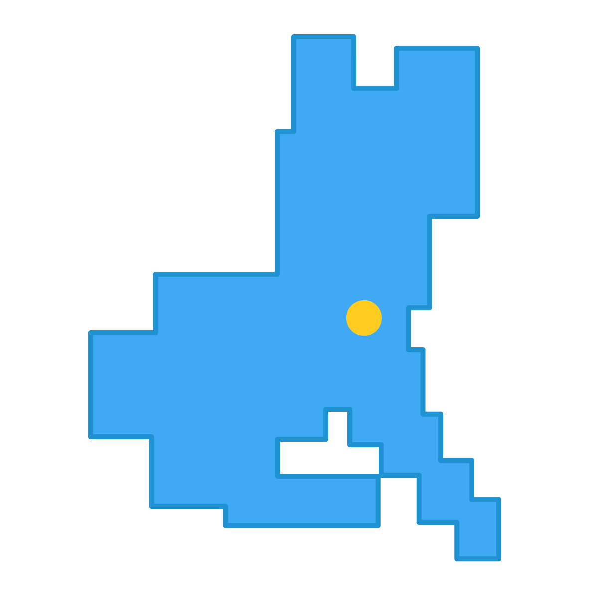 茨城県の無料フリーイラスト｜簡易・県庁あり・四角(青)