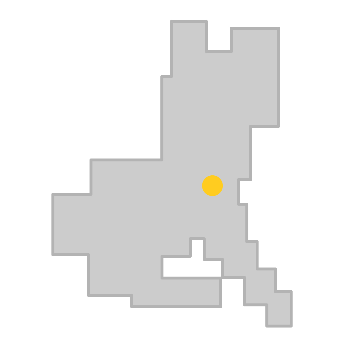 茨城県の無料フリーイラスト|簡易・県庁あり・四角(グレー)