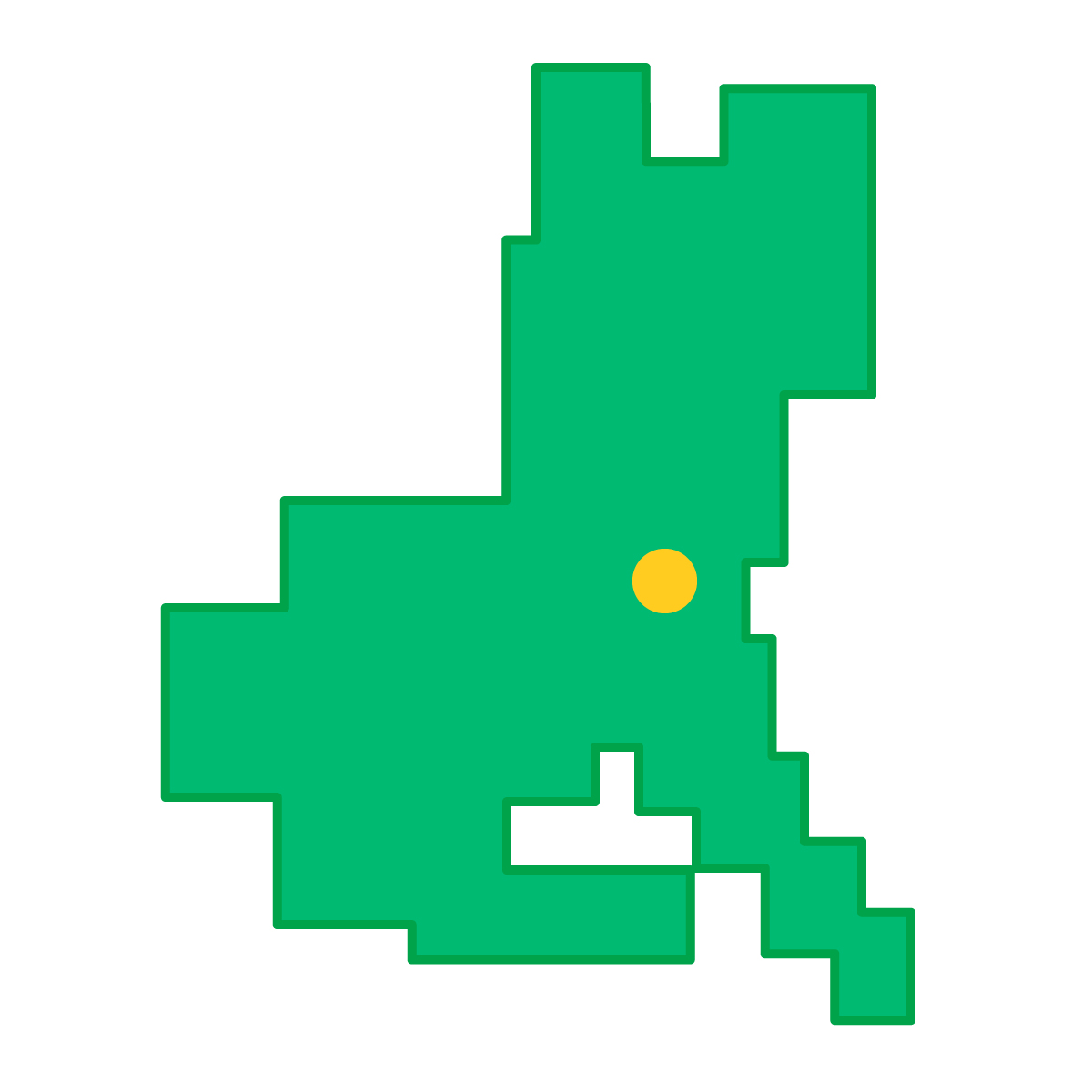 茨城県の無料フリーイラスト|簡易・県庁あり・四角(緑)