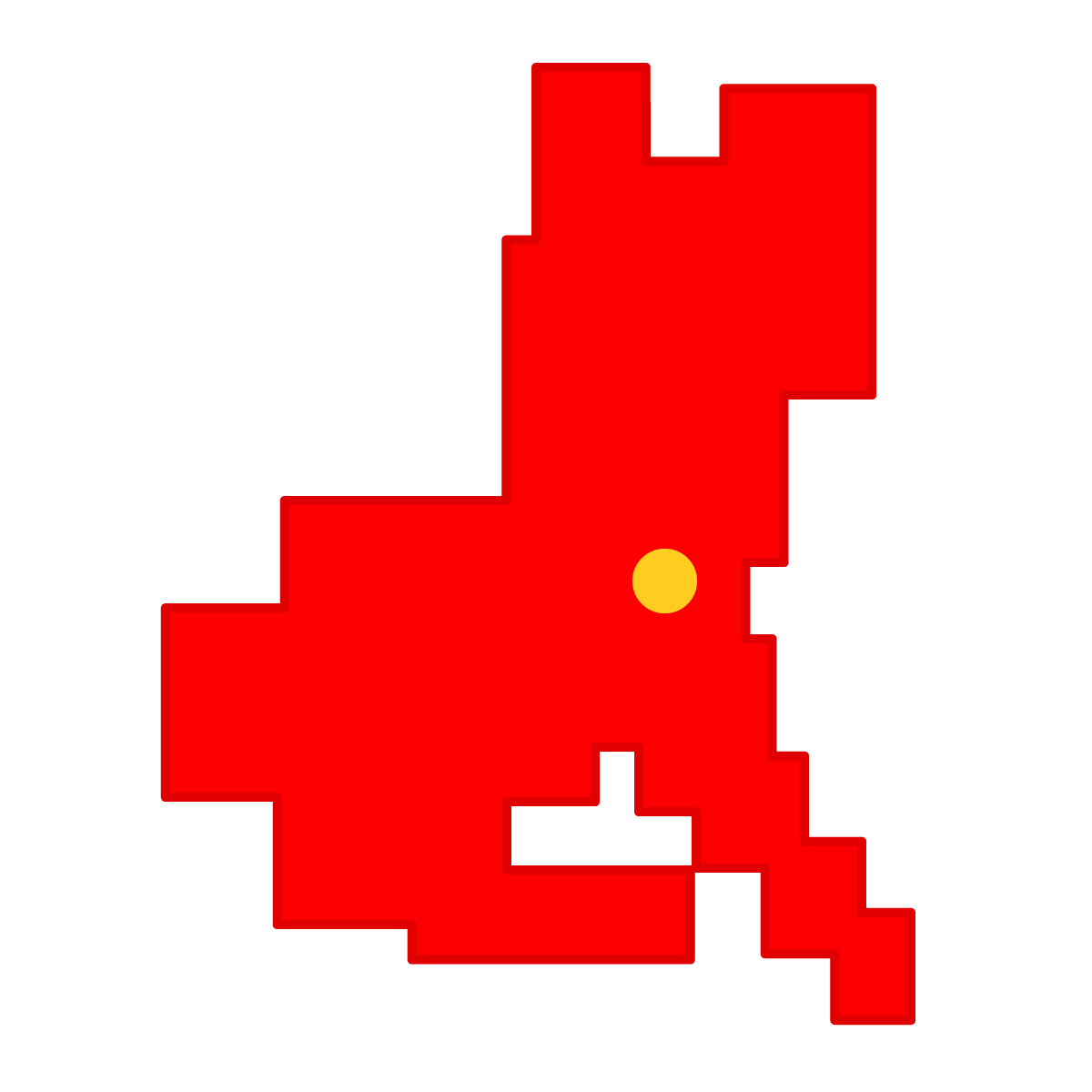 茨城県の無料フリーイラスト｜簡易・県庁あり・四角(赤)