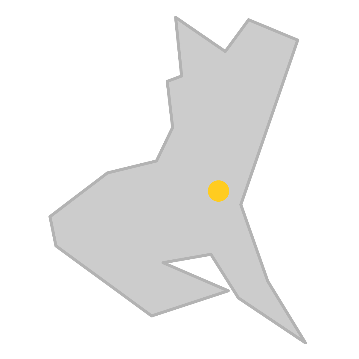 茨城県の無料フリーイラスト｜簡易・県庁あり・三角(グレー)