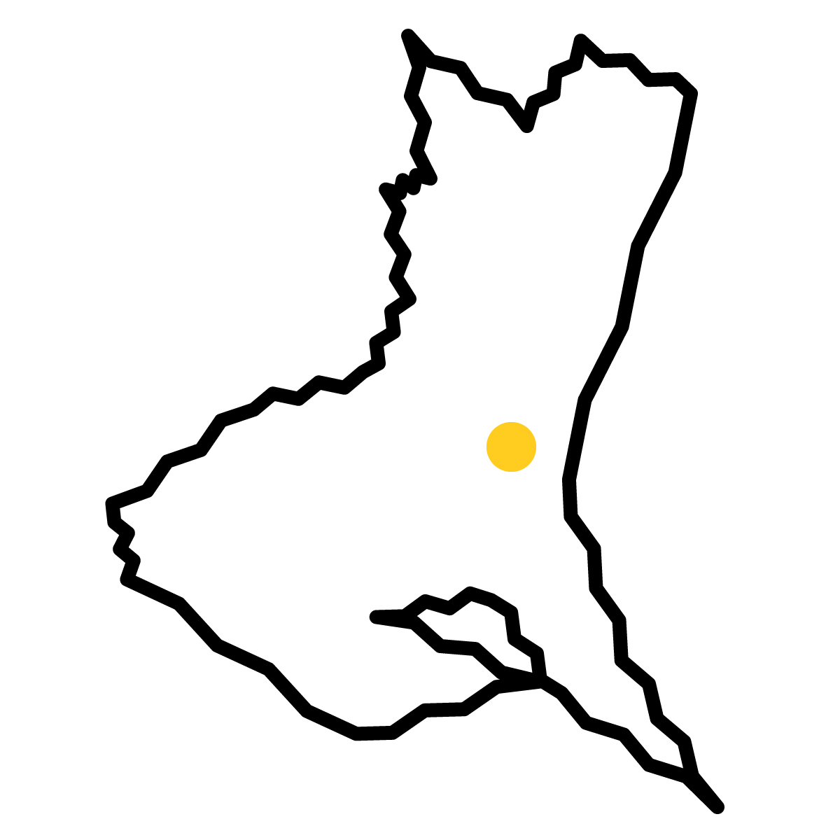 茨城県の無料フリーイラスト|簡易・県庁あり・ジグザグ(黒)