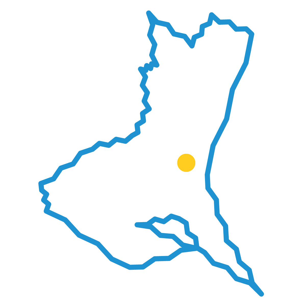 茨城県の無料フリーイラスト|簡易・県庁あり・ジグザグ(青)