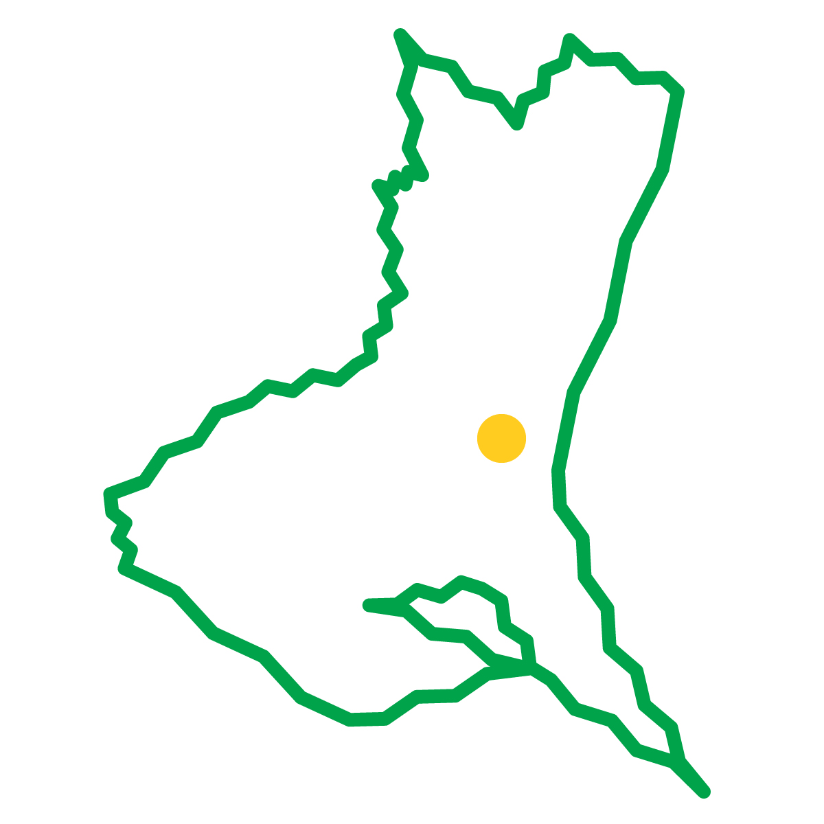 茨城県の無料フリーイラスト|簡易・県庁あり・ジグザグ(緑)