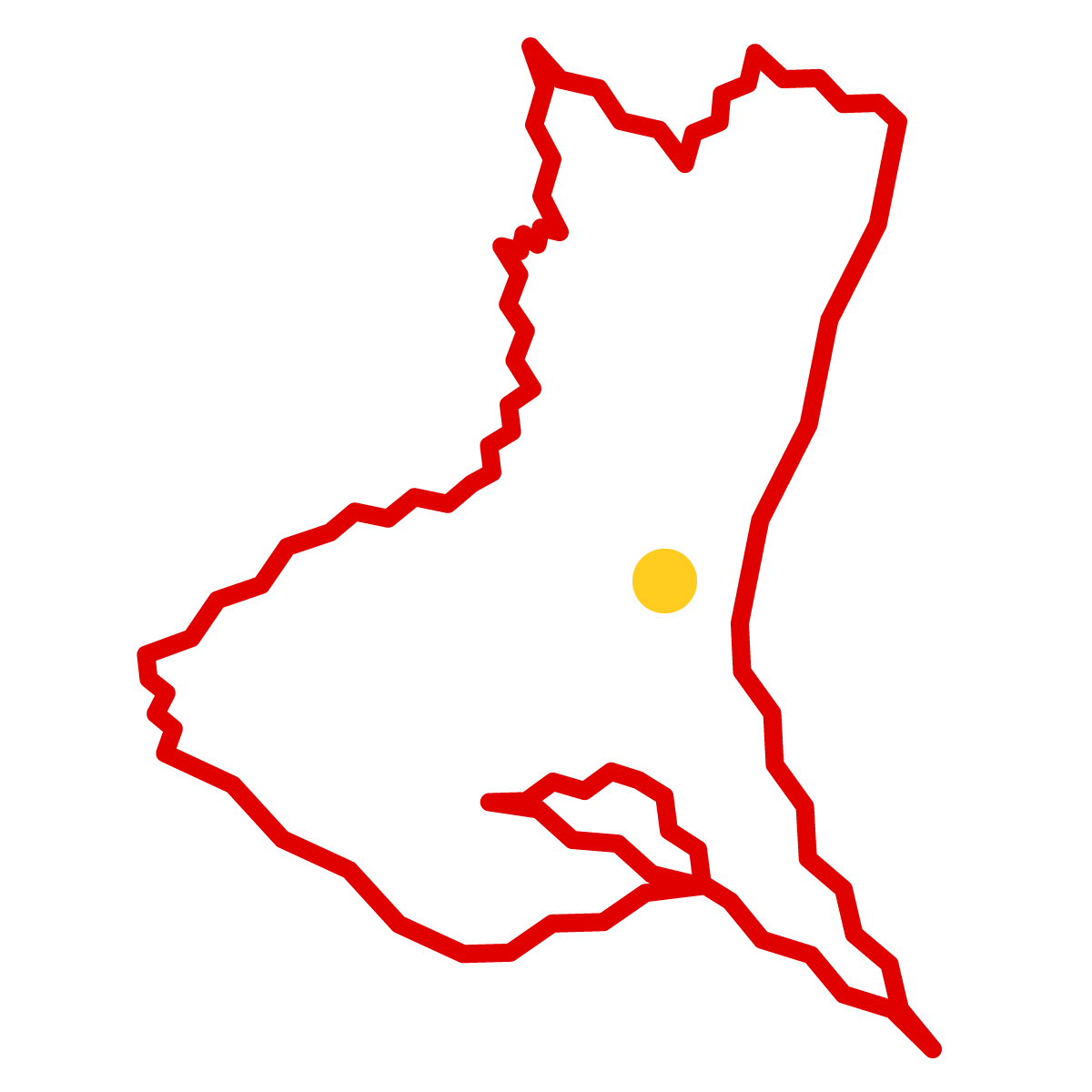 茨城県の無料フリーイラスト｜簡易・県庁あり・ジグザグ(赤)