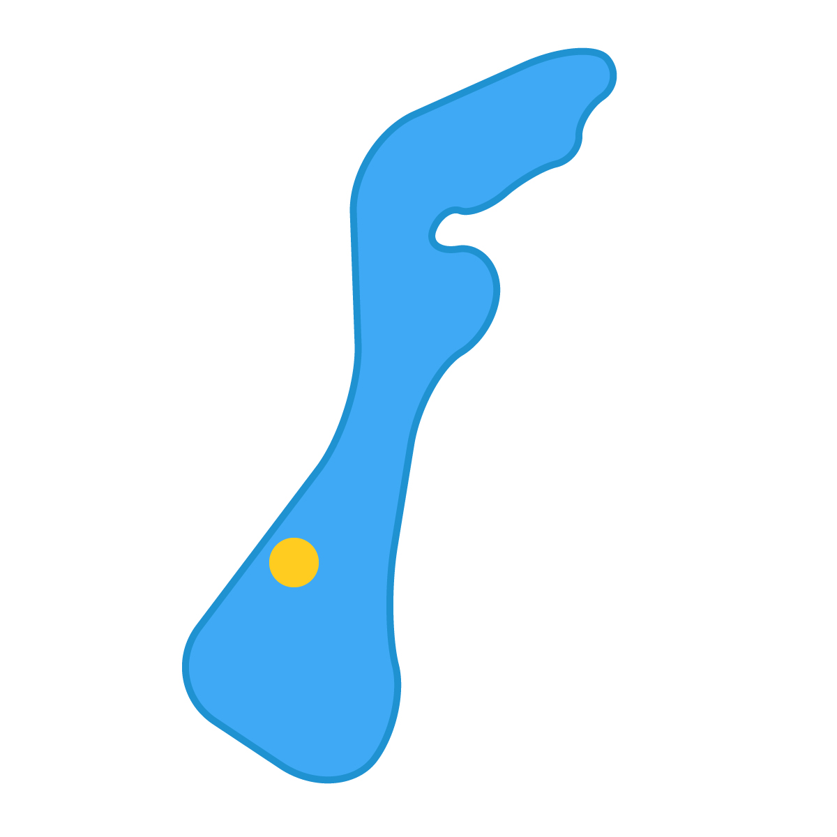 石川県の無料フリーイラスト|簡易・県庁あり・曲線(青)