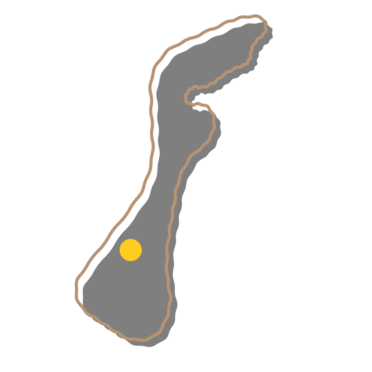 石川県の無料フリーイラスト|簡易・県庁あり・イラスト風(黒)