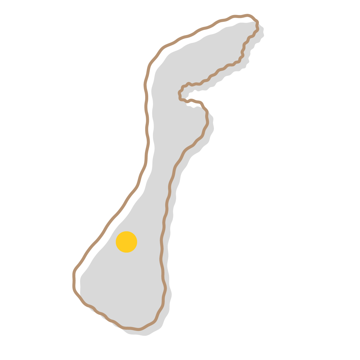 石川県の無料フリーイラスト|簡易・県庁あり・イラスト風(グレー)