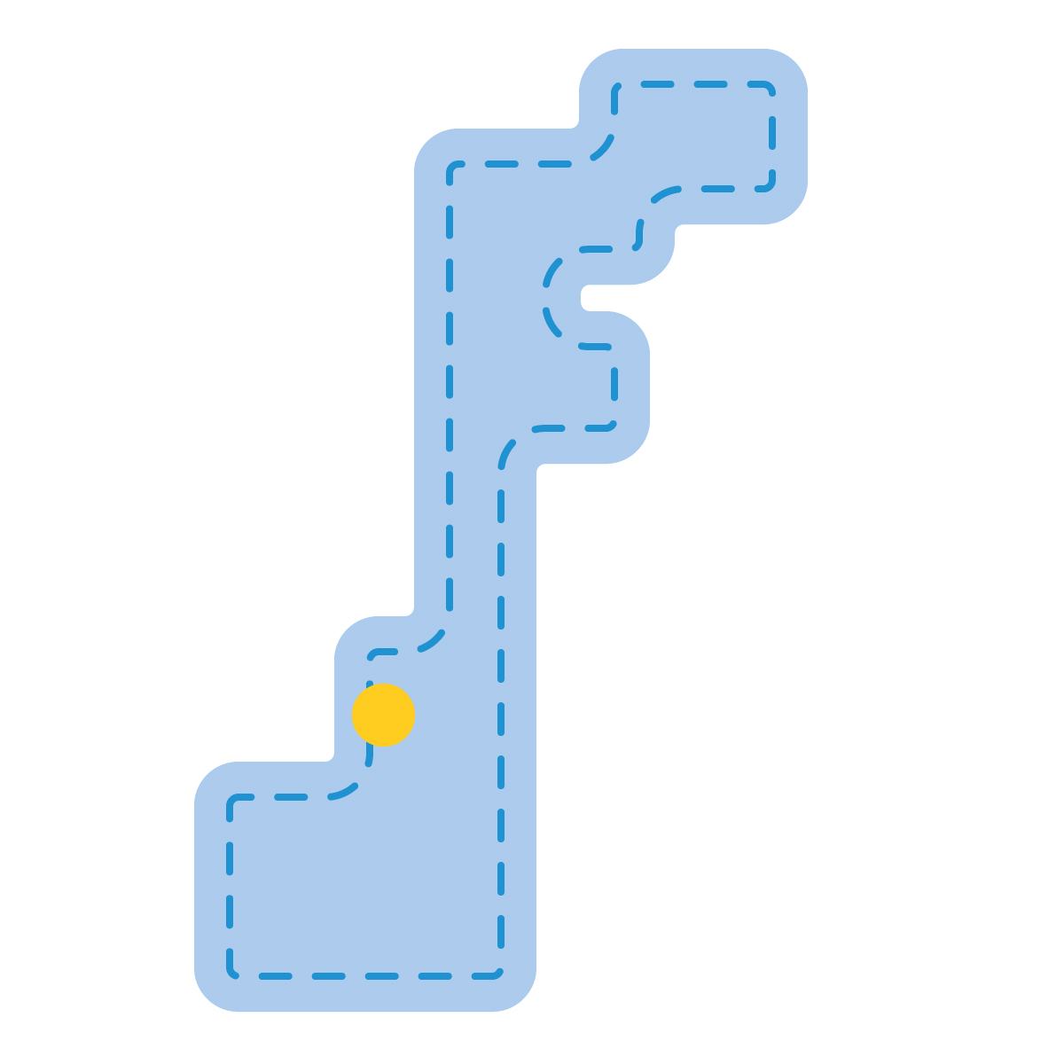 石川県の無料フリーイラスト|簡易・県庁あり・角丸ステッチ(青)