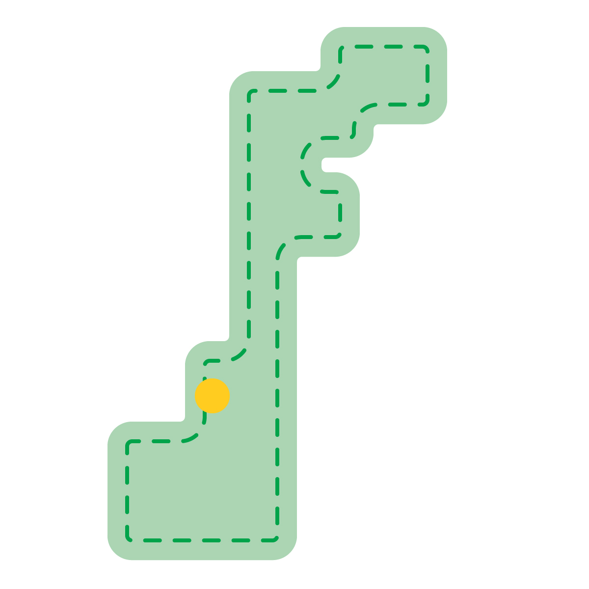 石川県の無料フリーイラスト|簡易・県庁あり・角丸ステッチ(緑)