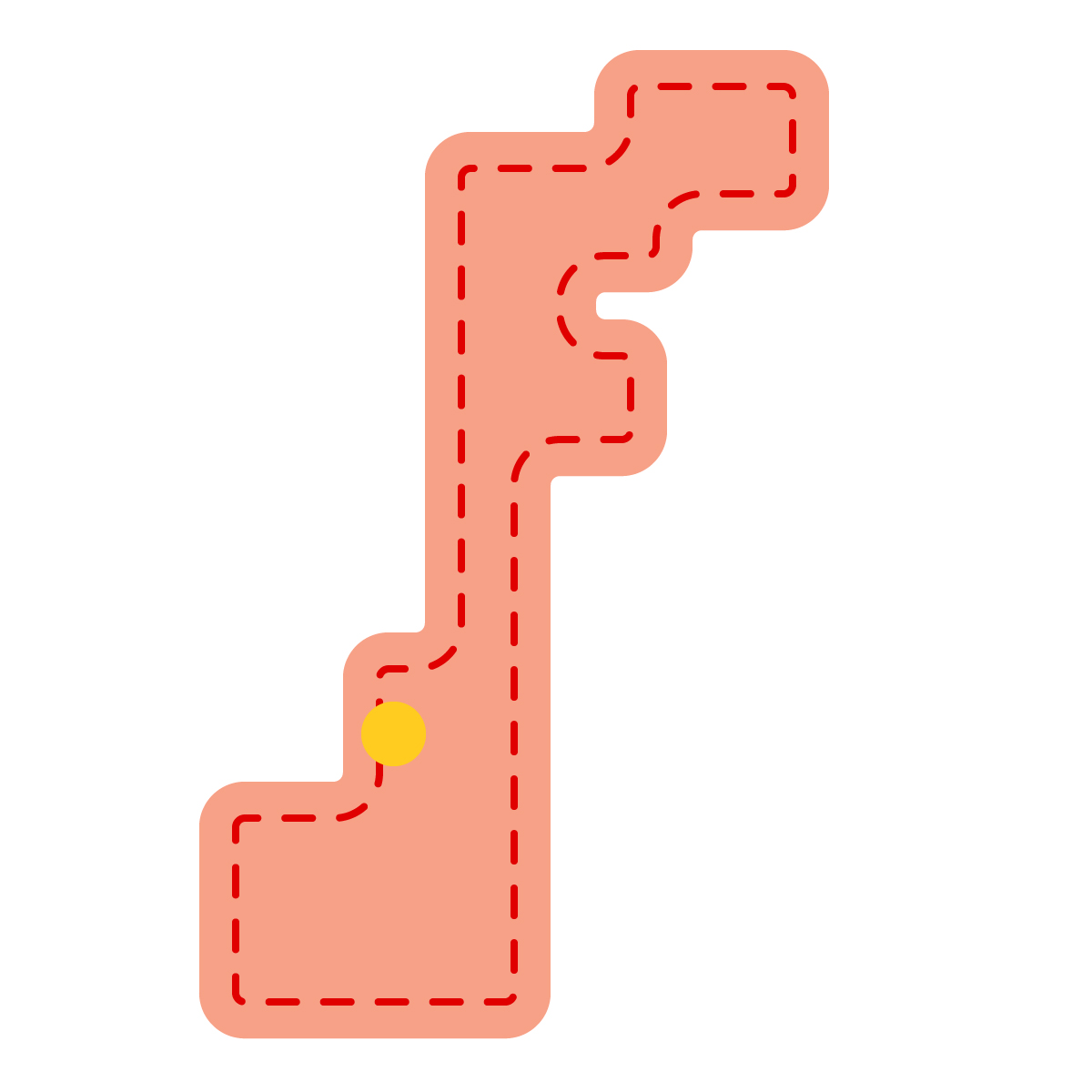 石川県の無料フリーイラスト｜簡易・県庁あり・角丸ステッチ(赤)