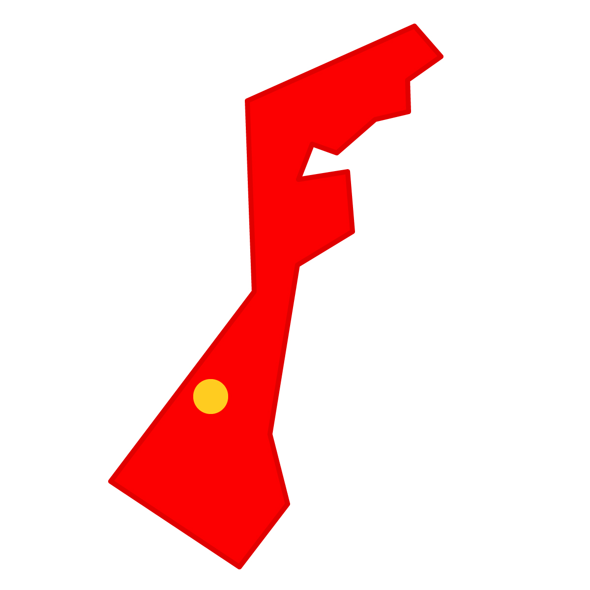 石川県の無料フリーイラスト｜簡易・県庁あり・三角(赤)