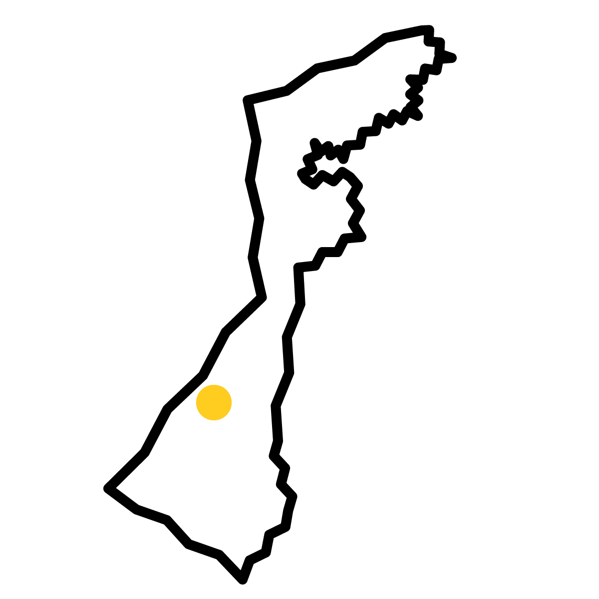 石川県の無料フリーイラスト|簡易・県庁あり・ジグザグ(黒)