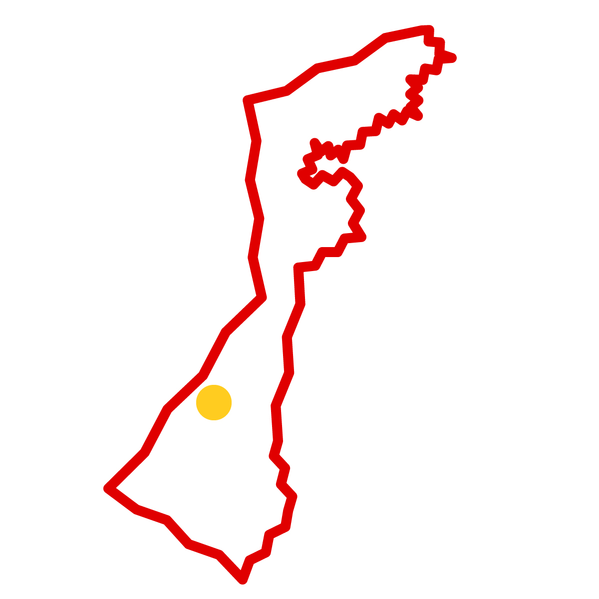 石川県の無料フリーイラスト|簡易・県庁あり・ジグザグ(赤)
