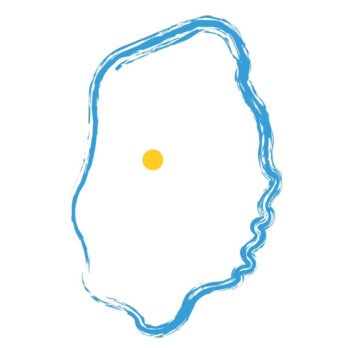 岩手県の無料フリーイラスト|簡易・県庁あり・毛筆(青)