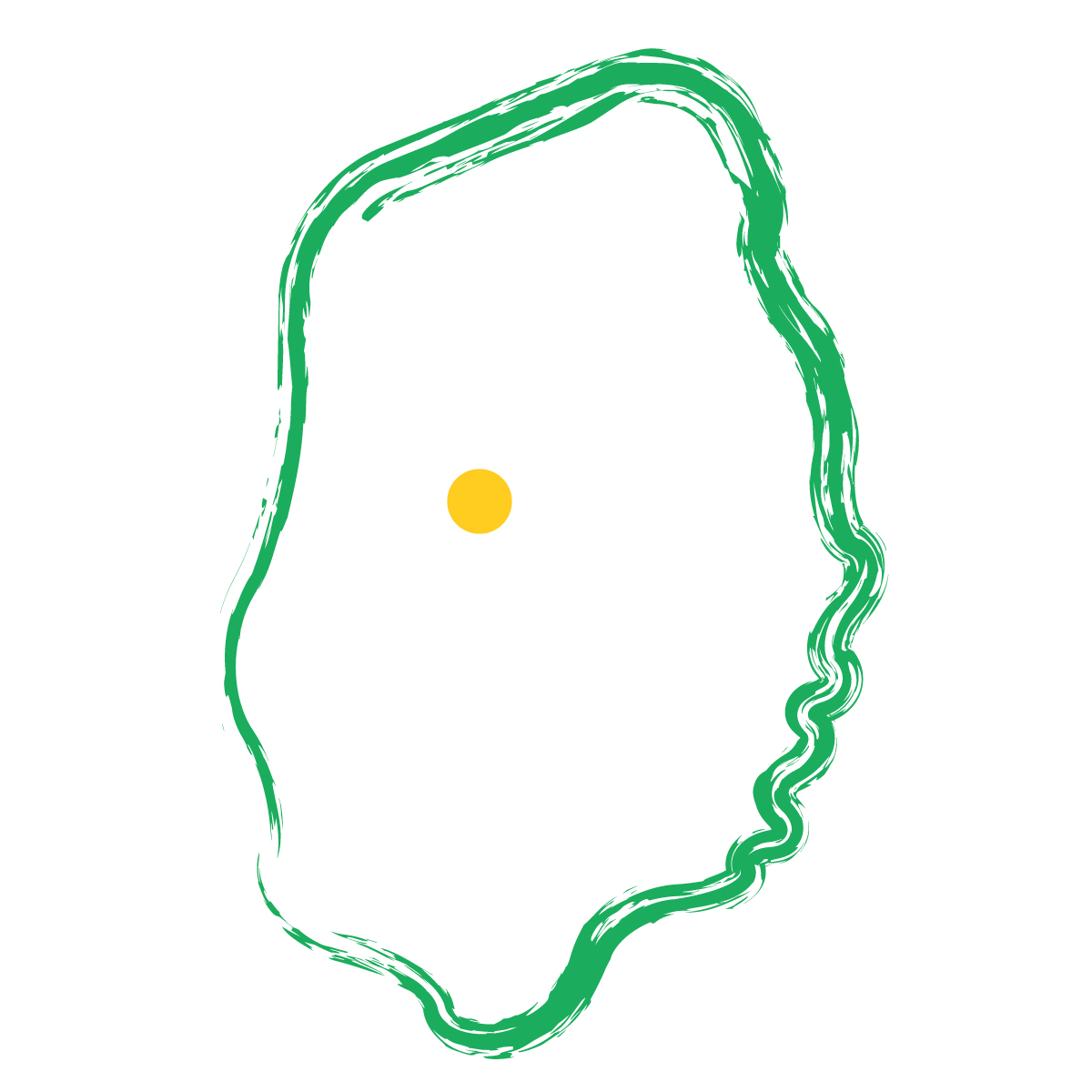 岩手県の無料フリーイラスト｜簡易・県庁あり・毛筆(緑)