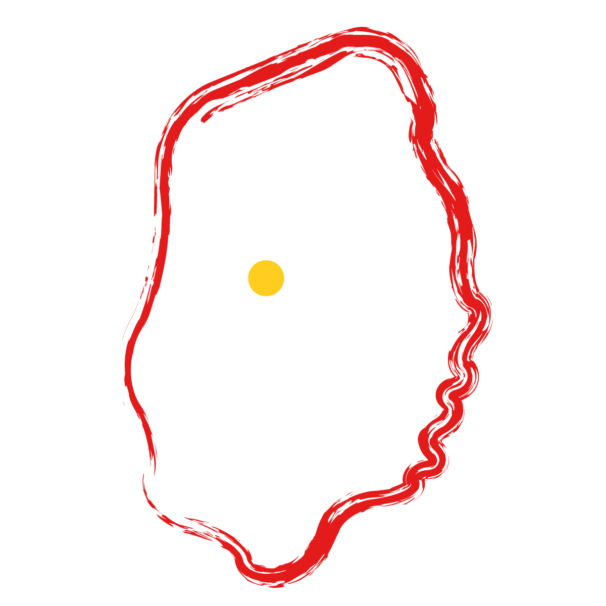 岩手県の無料フリーイラスト|簡易・県庁あり・毛筆(赤)