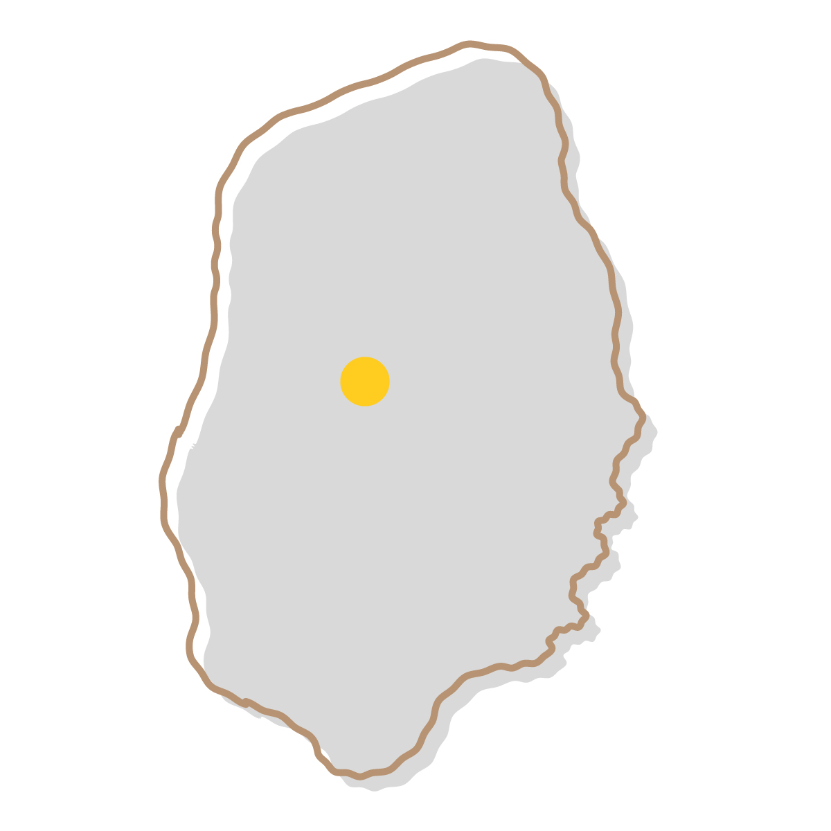 岩手県の無料フリーイラスト|簡易・県庁あり・イラスト風(グレー)