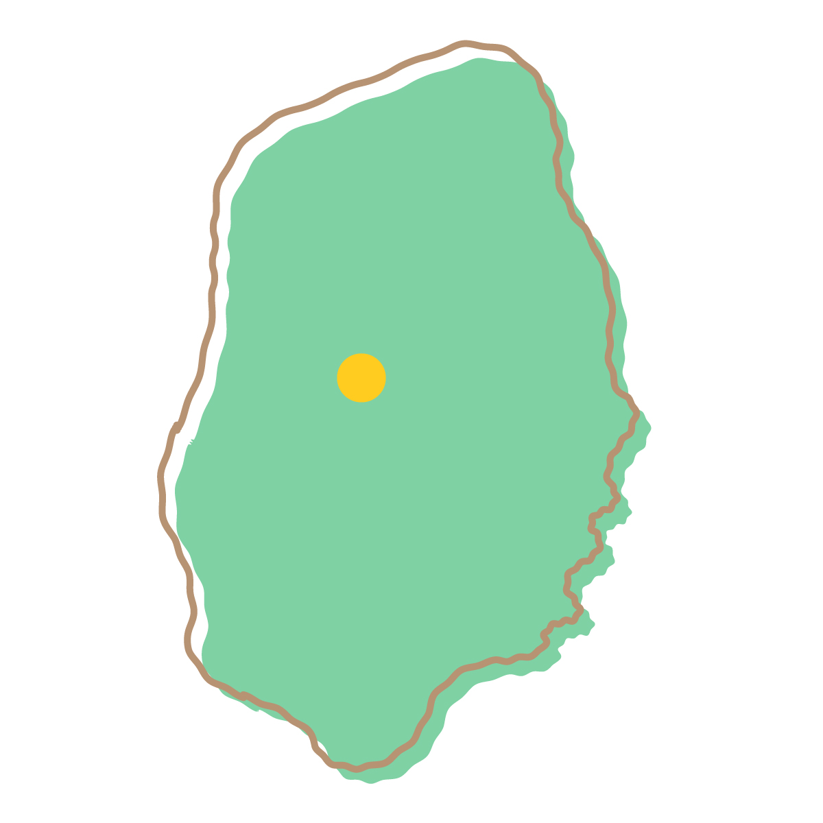 岩手県の無料フリーイラスト｜簡易・県庁あり・イラスト風(緑)