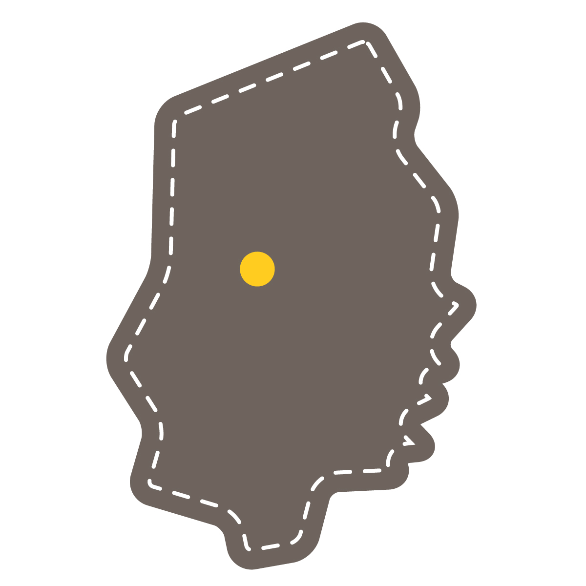 岩手県の無料フリーイラスト|簡易・県庁あり・角丸ステッチ(黒)