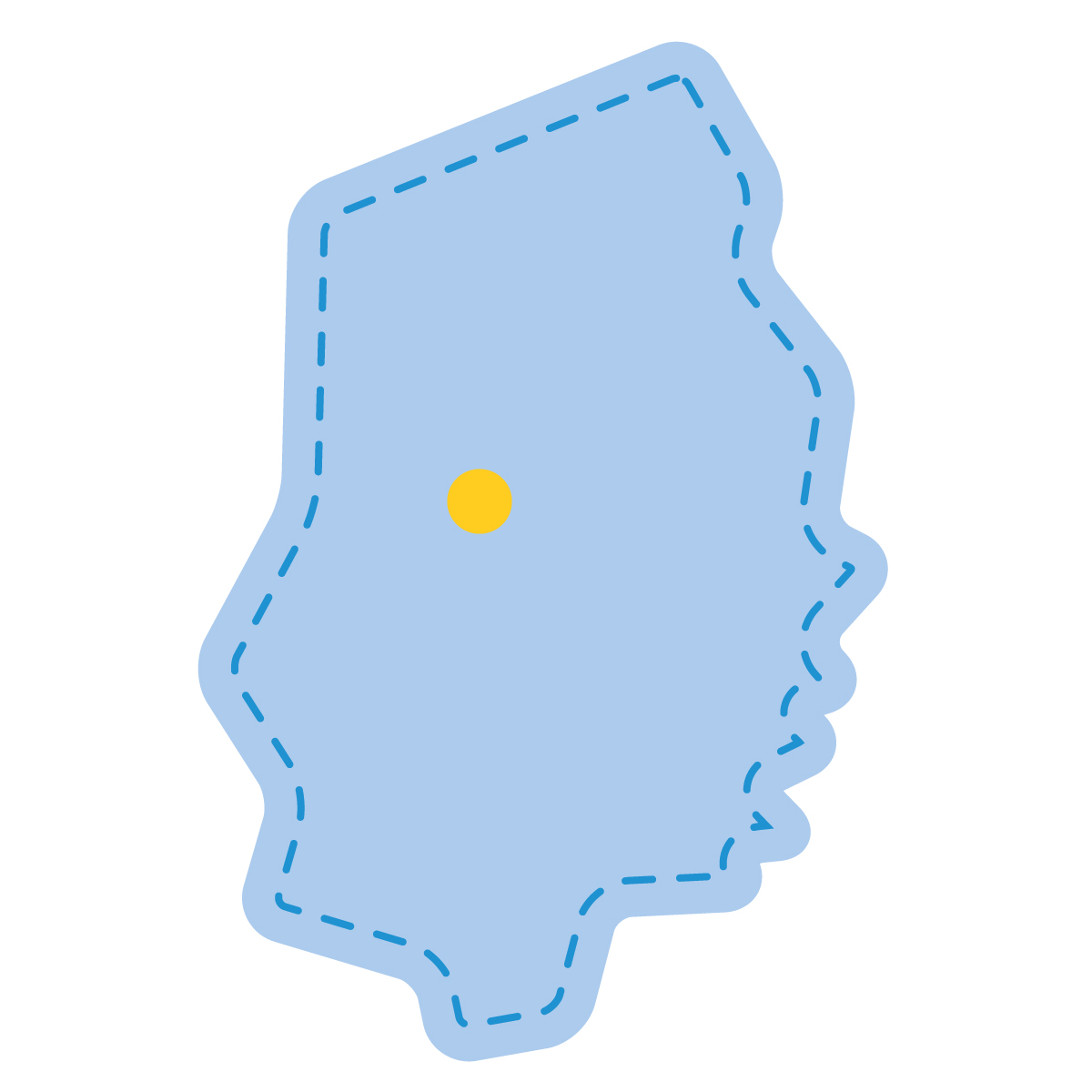 岩手県の無料フリーイラスト|簡易・県庁あり・角丸ステッチ(青)