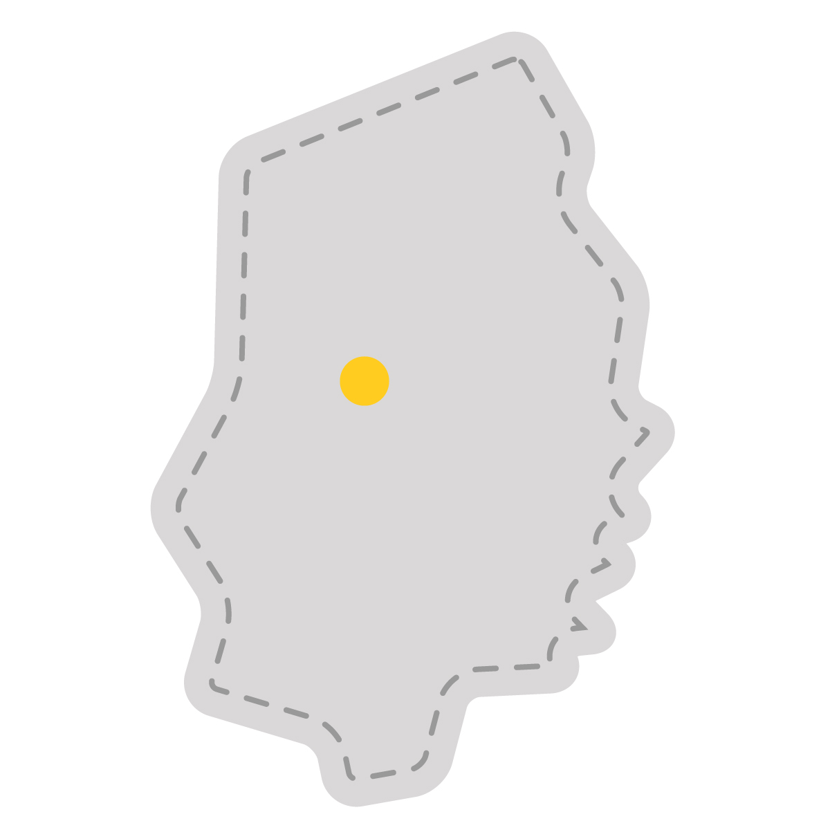岩手県の無料フリーイラスト|簡易・県庁あり・角丸ステッチ(グレー)