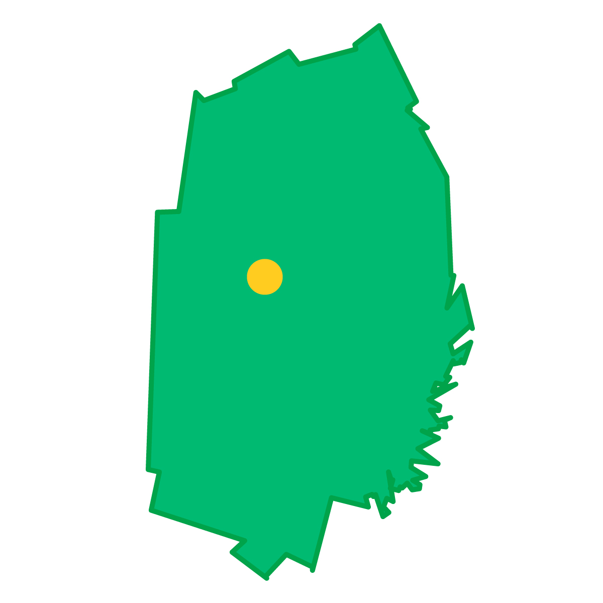 岩手県の無料フリーイラスト|簡易・県庁あり・単純化(緑)