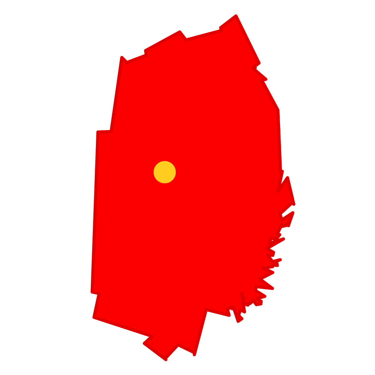 岩手県の無料フリーイラスト｜簡易・県庁あり・単純化(赤)