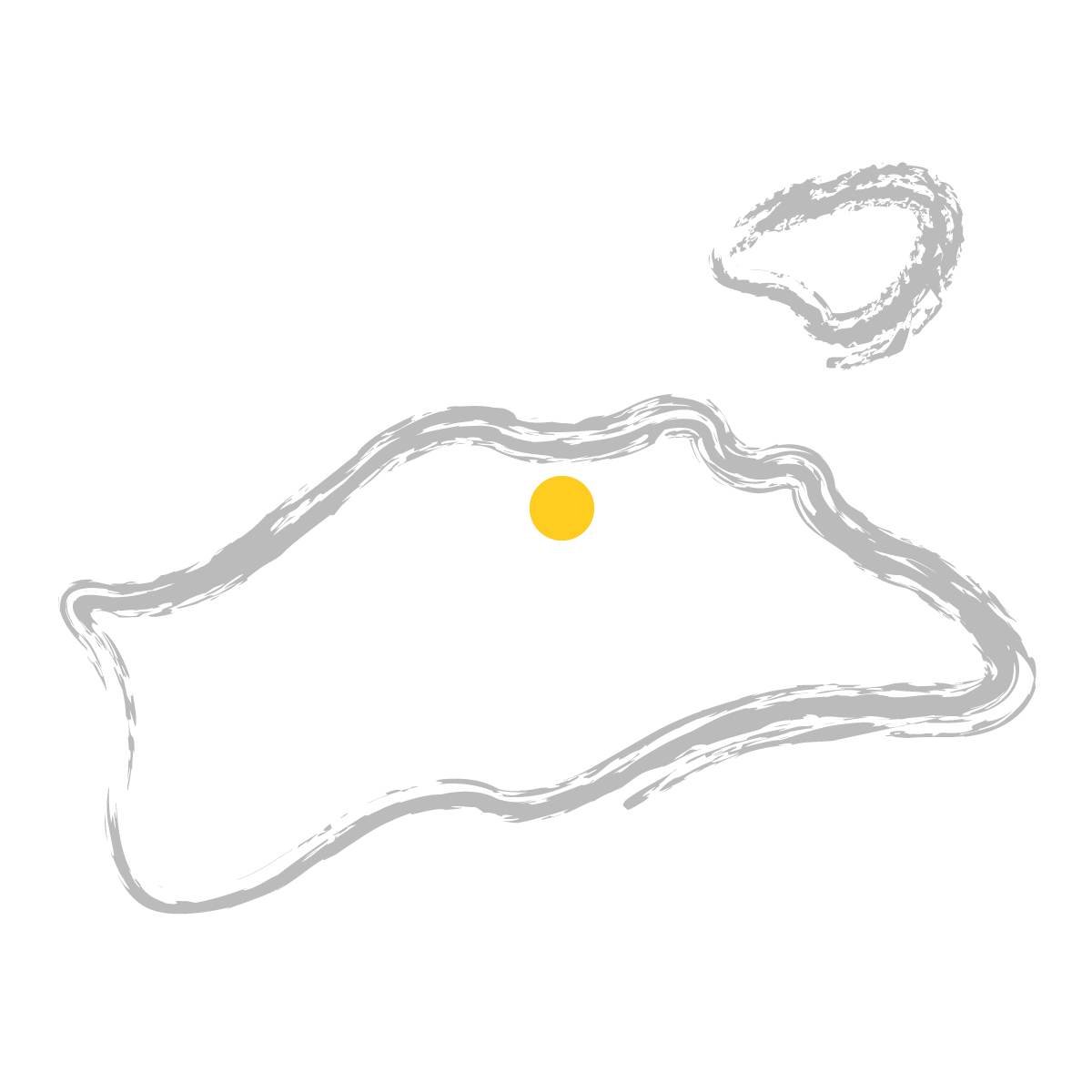 香川県の無料フリーイラスト|簡易・県庁あり・毛筆(グレー)