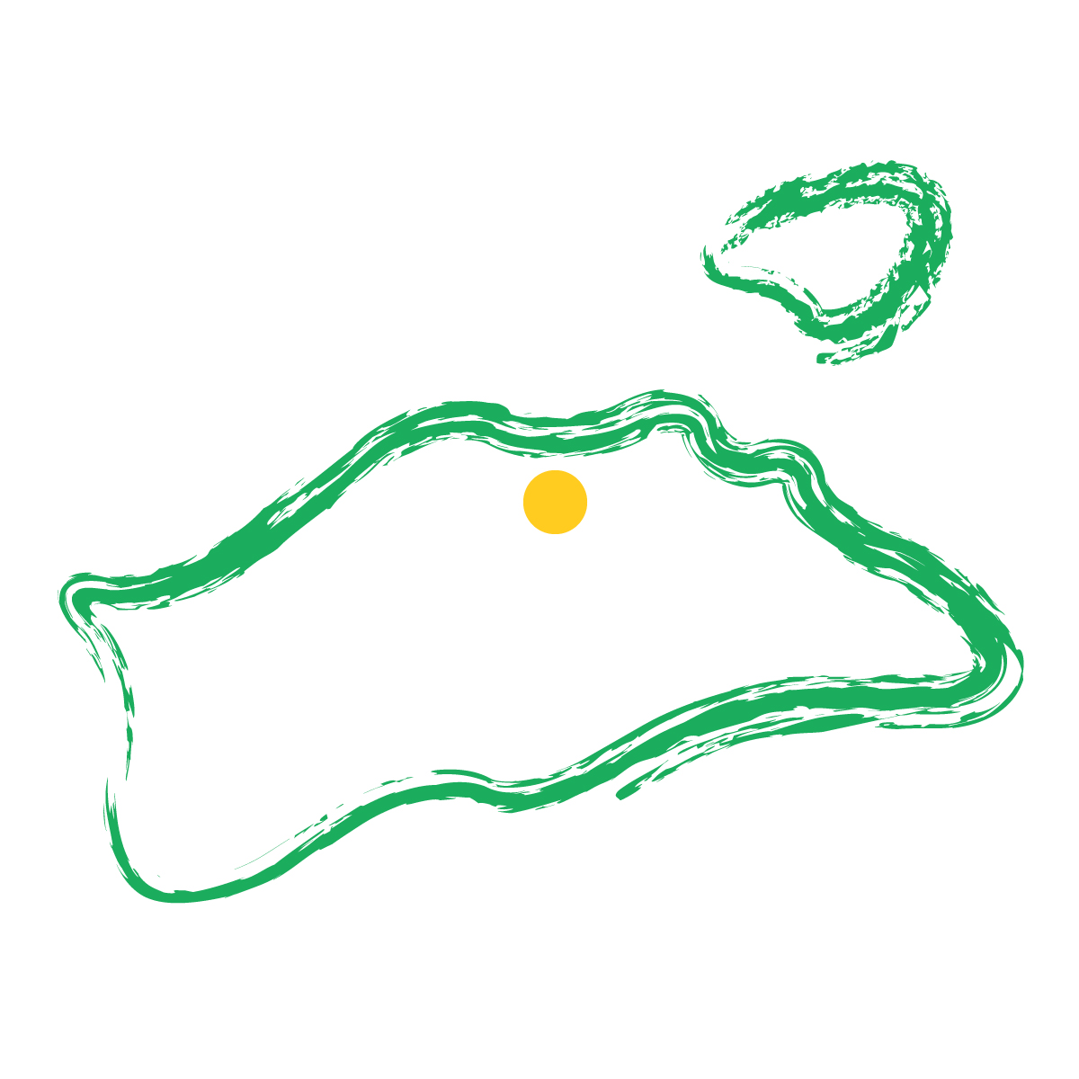 香川県の無料フリーイラスト｜簡易・県庁あり・毛筆(緑)