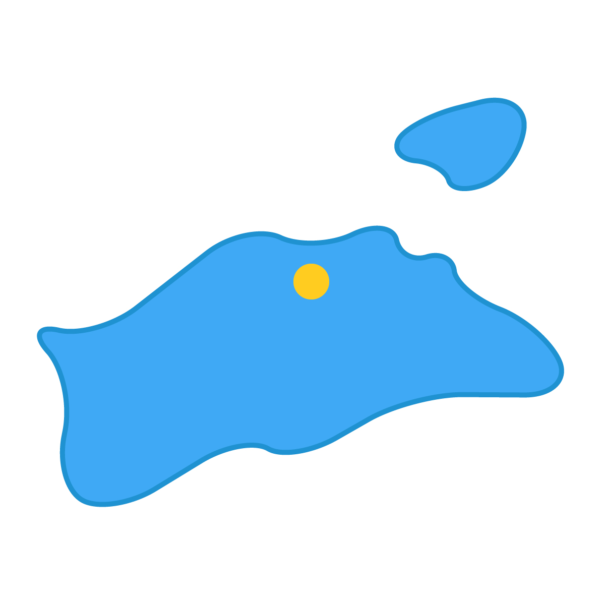 香川県の無料フリーイラスト|簡易・県庁あり・曲線(青)