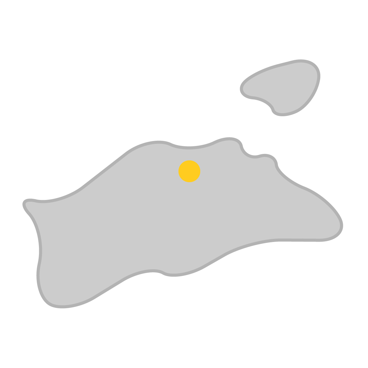 香川県の無料フリーイラスト｜簡易・県庁あり・曲線(グレー)