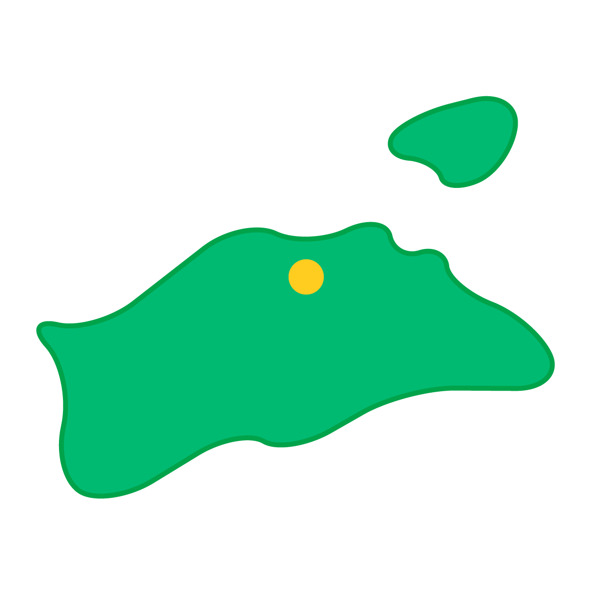 香川県の無料フリーイラスト｜簡易・県庁あり・曲線(緑)