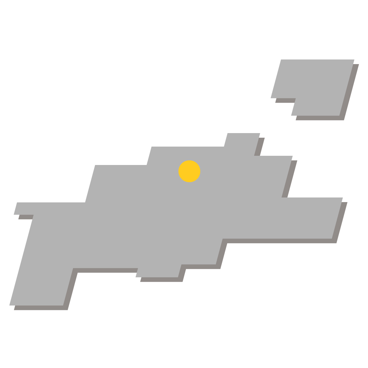 香川県の無料フリーイラスト｜簡易・県庁あり・四角斜め(グレー)