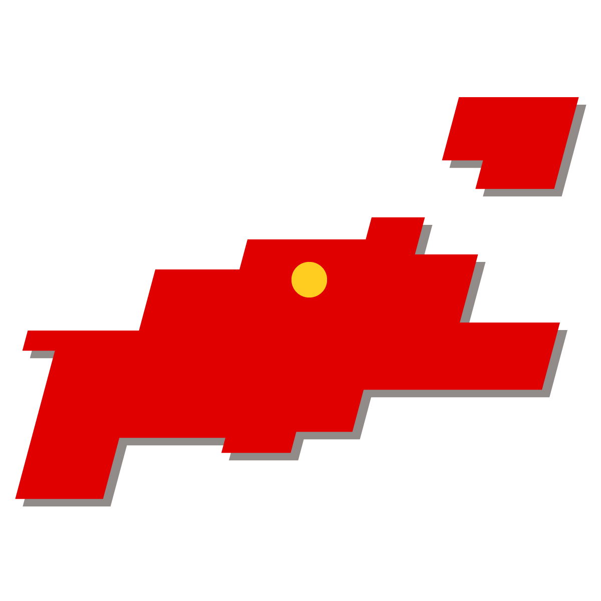 香川県の無料フリーイラスト｜簡易・県庁あり・四角斜め(赤)