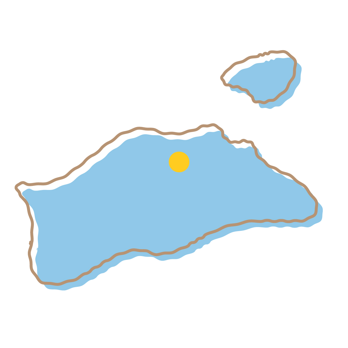 香川県の無料フリーイラスト｜簡易・県庁あり・イラスト風(青)