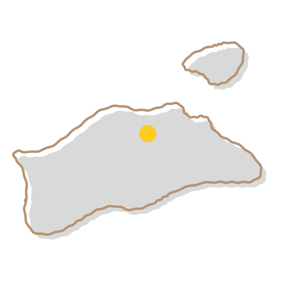 香川県の無料フリーイラスト｜簡易・県庁あり・イラスト風(グレー)