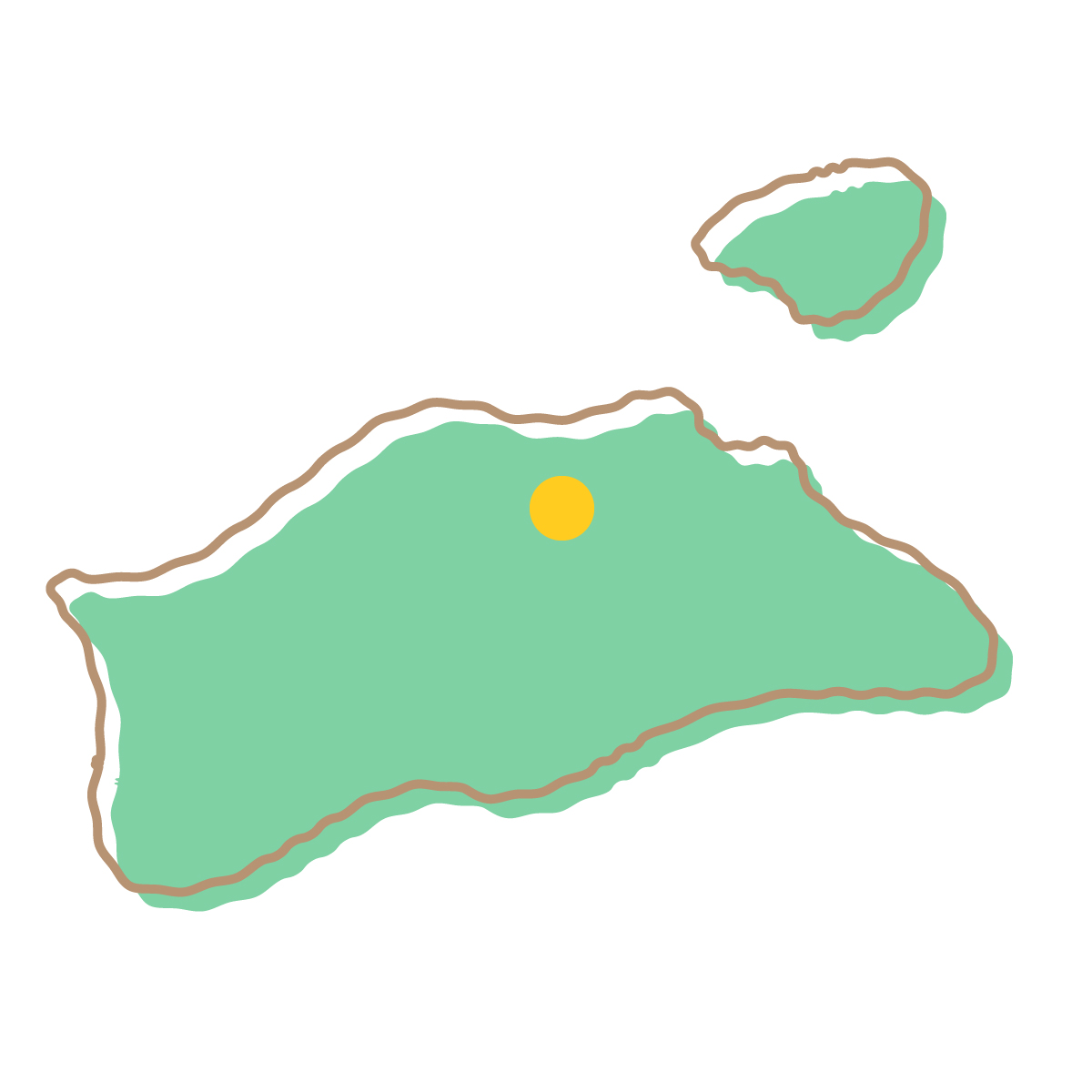 香川県の無料フリーイラスト|簡易・県庁あり・イラスト風(緑)