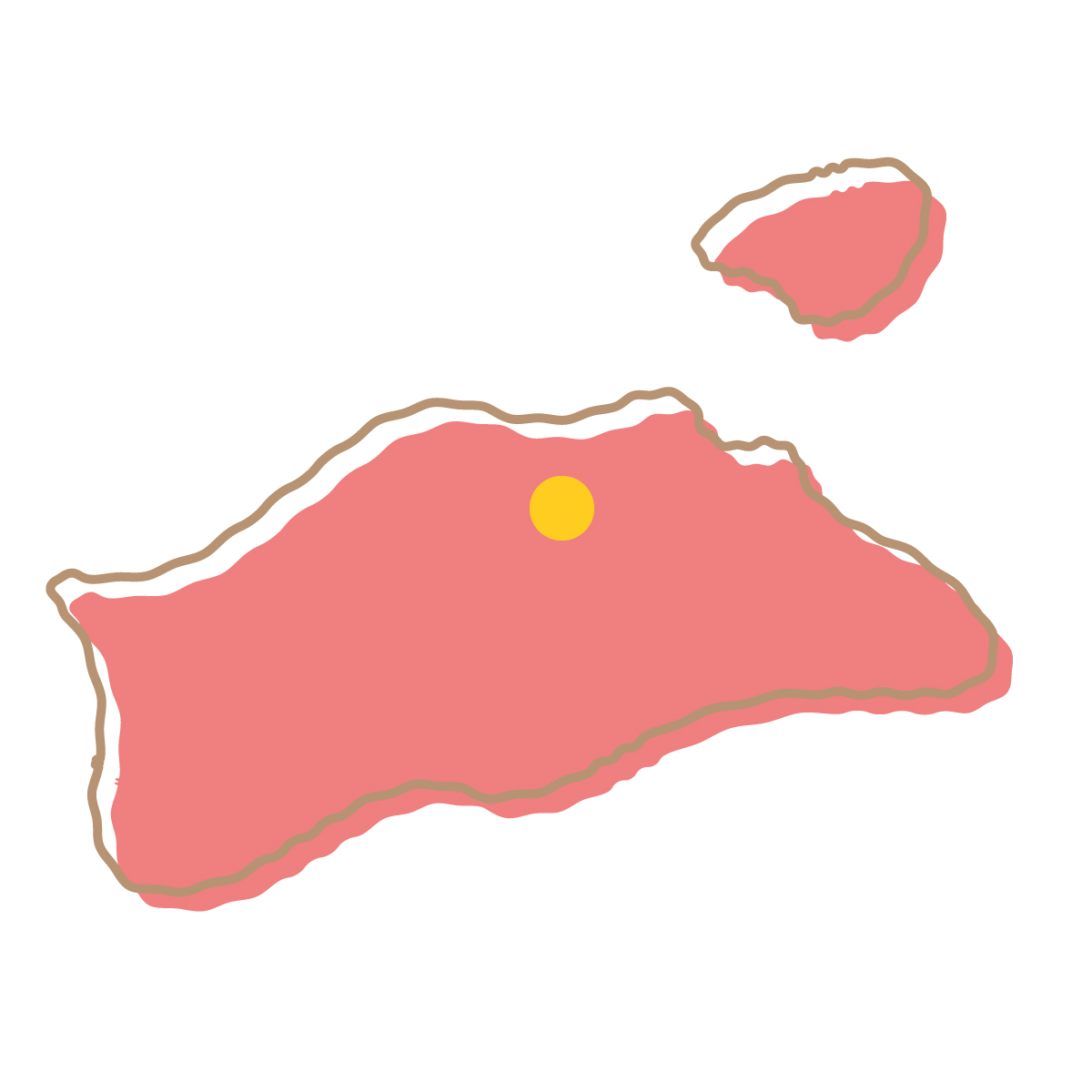 香川県の無料フリーイラスト|簡易・県庁あり・イラスト風(赤)