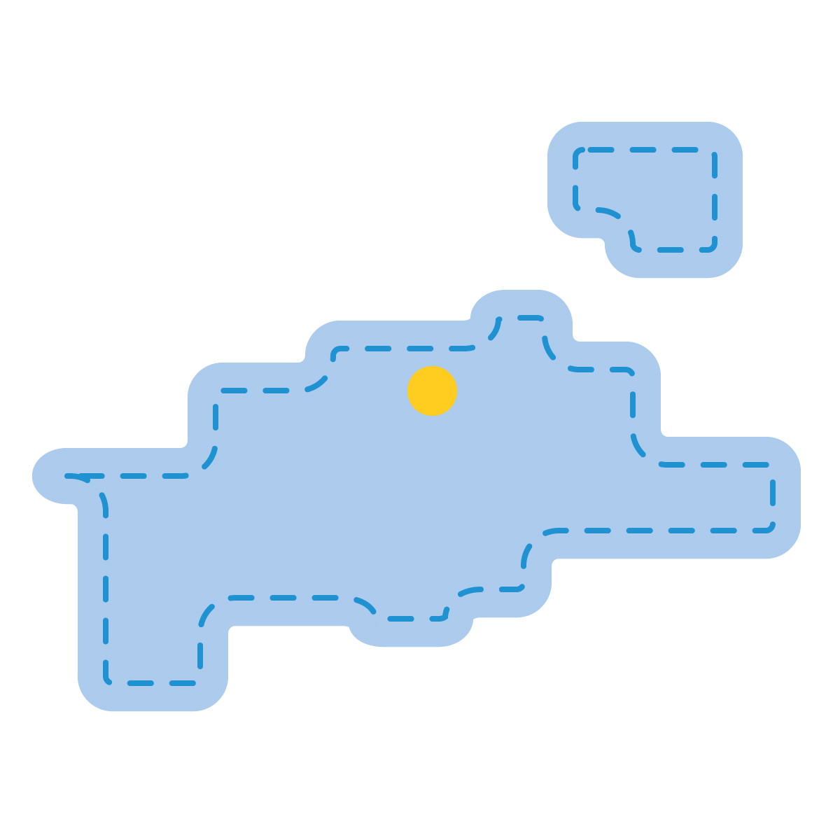 香川県の無料フリーイラスト|簡易・県庁あり・角丸ステッチ(青)